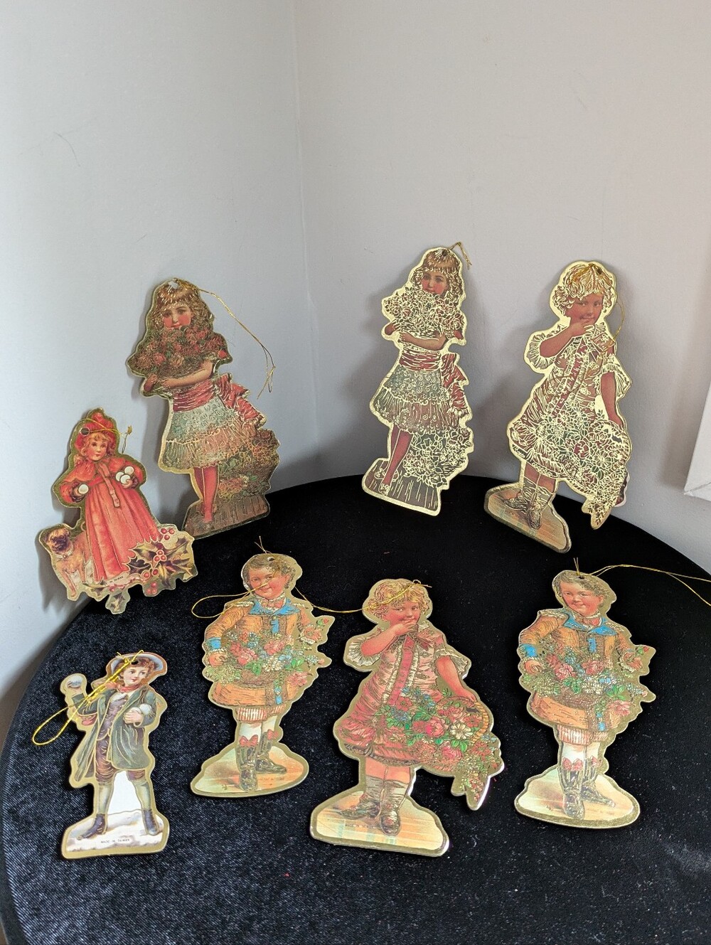 Vintage Victorian Commodore Cardboard Die cut Christmas Double Sided Ornaments
